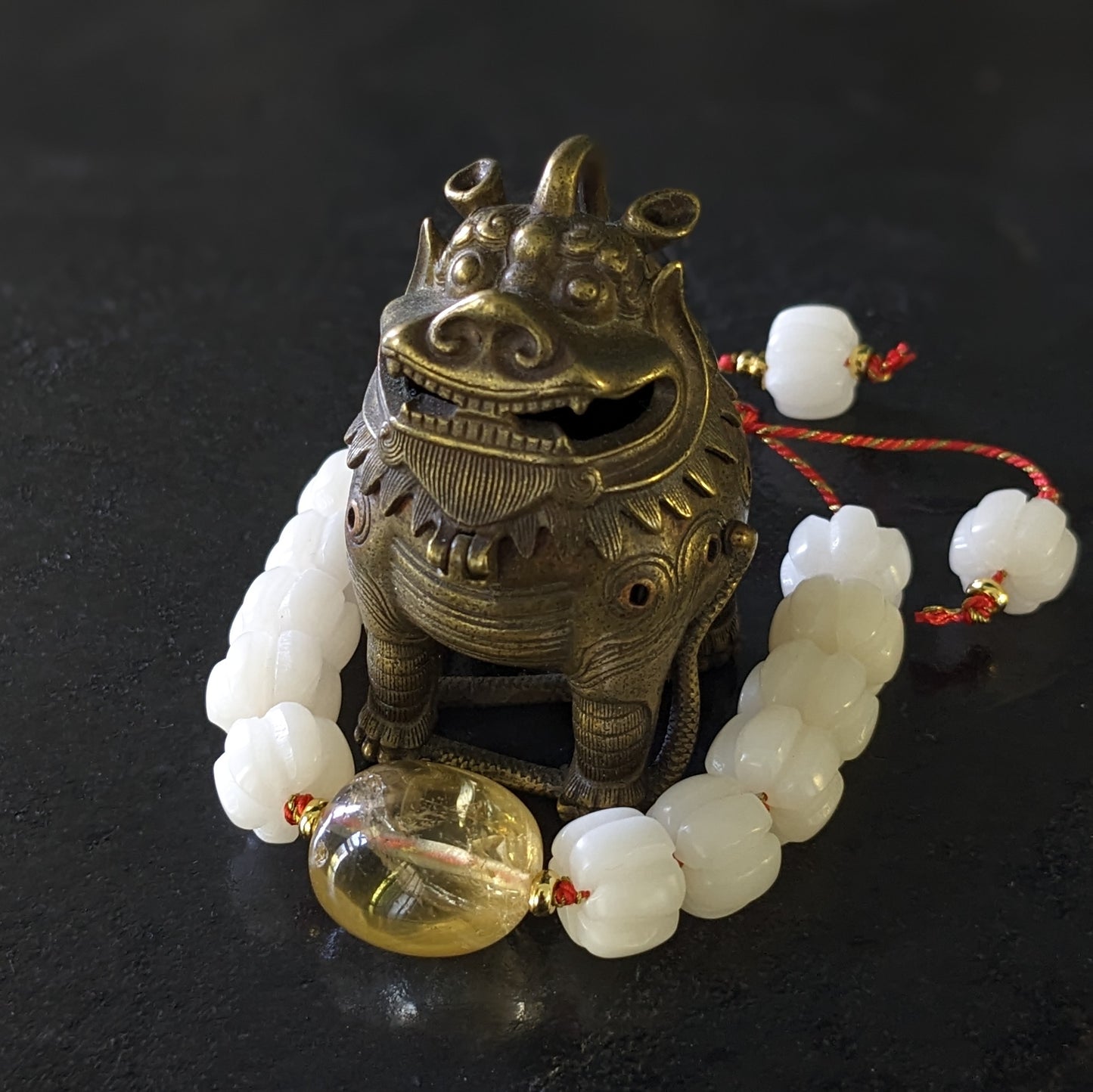 Bracelet de lithothérapie en citrine et perles bouddhistes