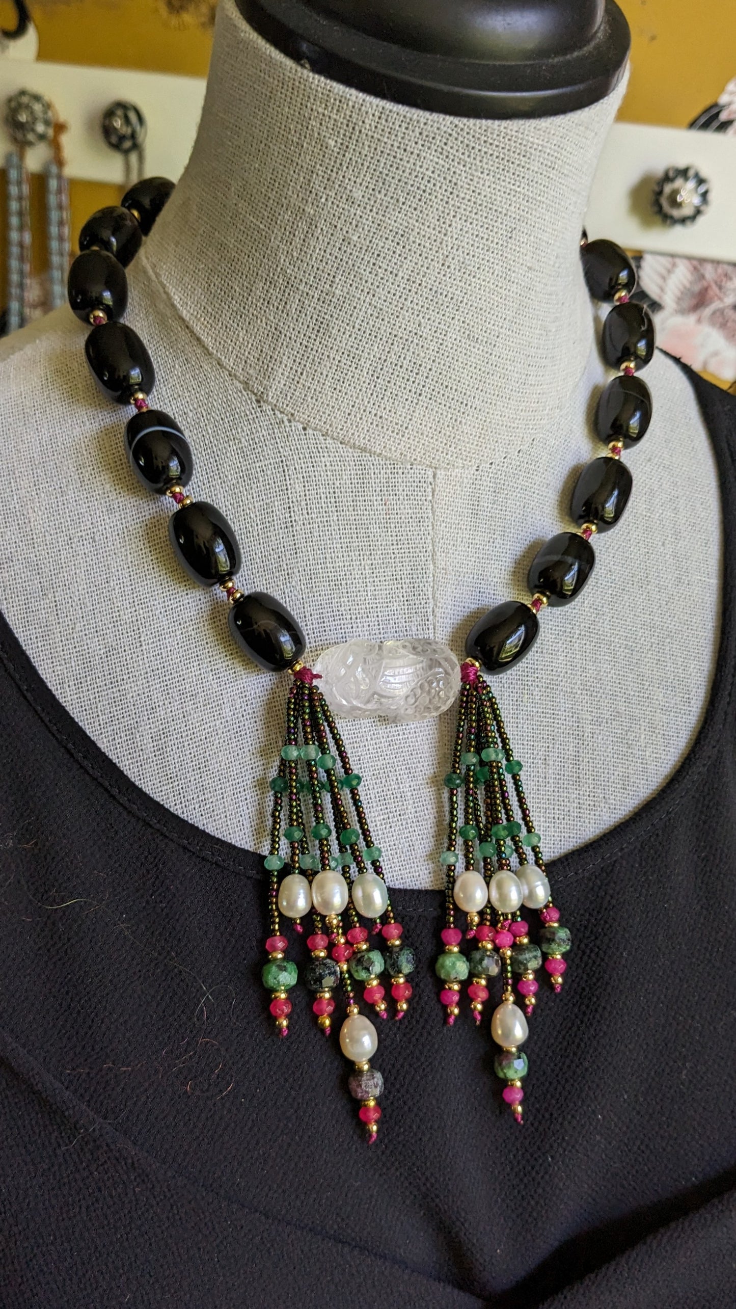 Collier Pixiu en onyx