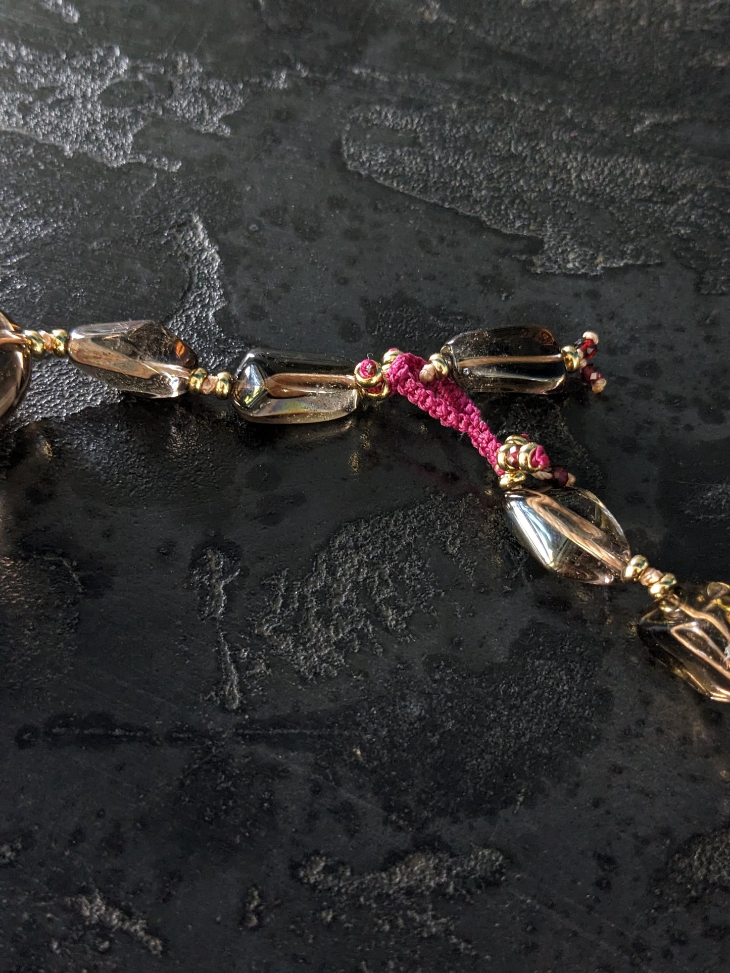 Collier bohème en quartz fumé