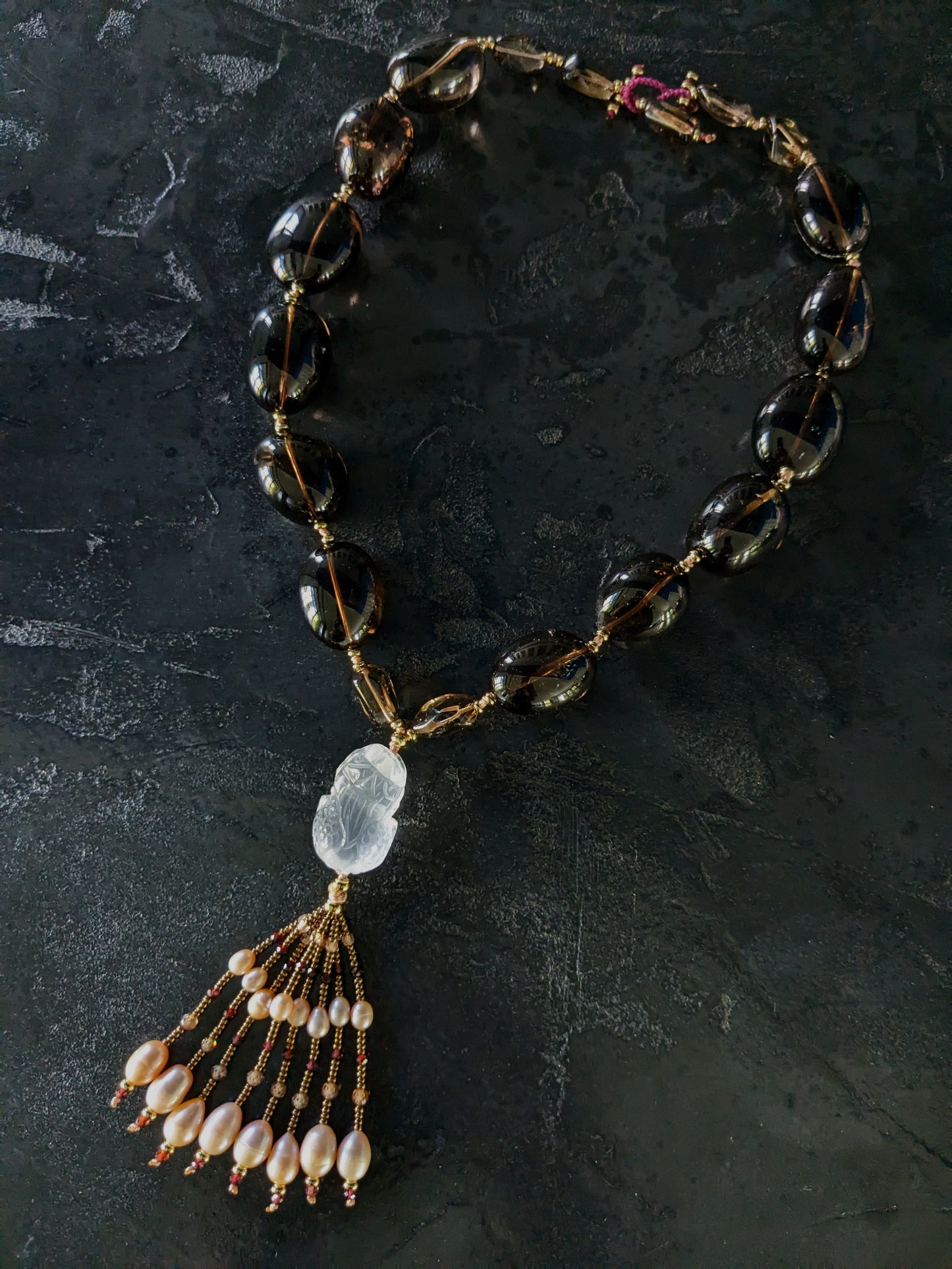 Collier bohème en quartz fumé