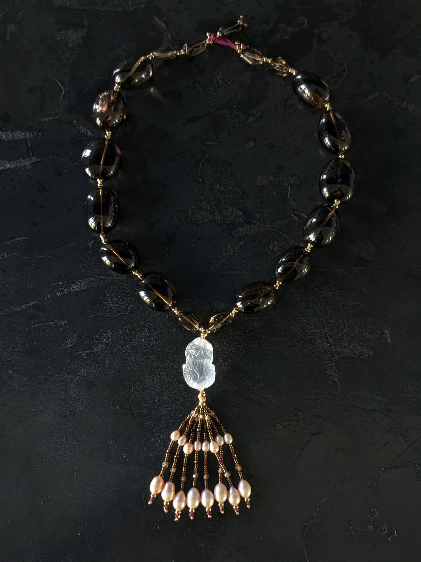 Collier bohème en quartz fumé