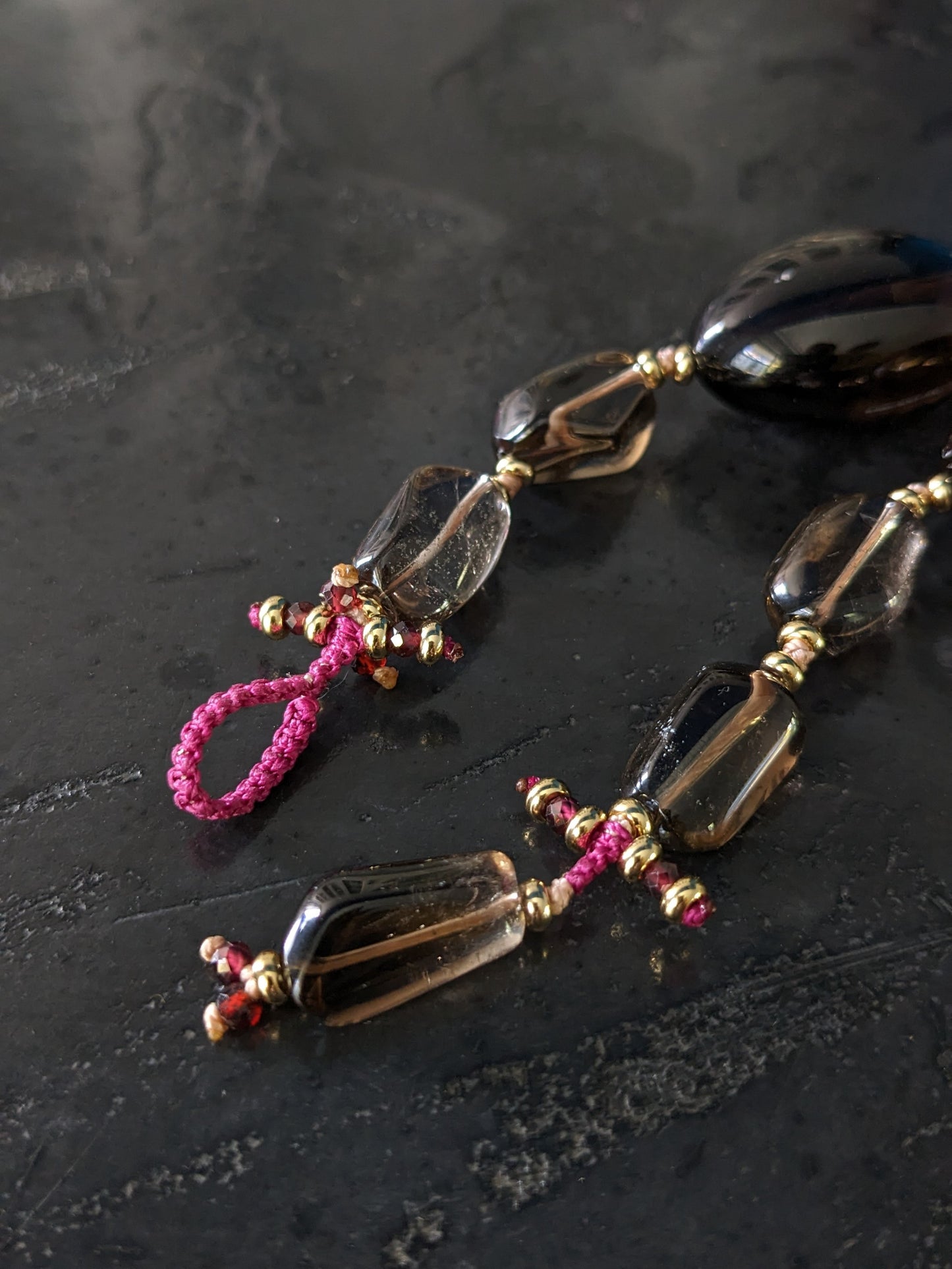 Collier bohème en quartz fumé
