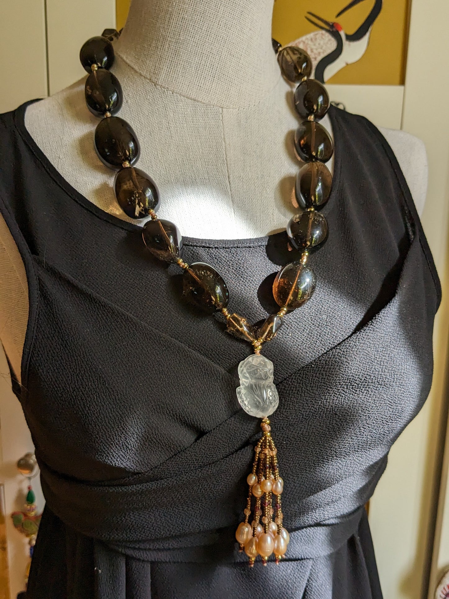 Collier bohème en quartz fumé