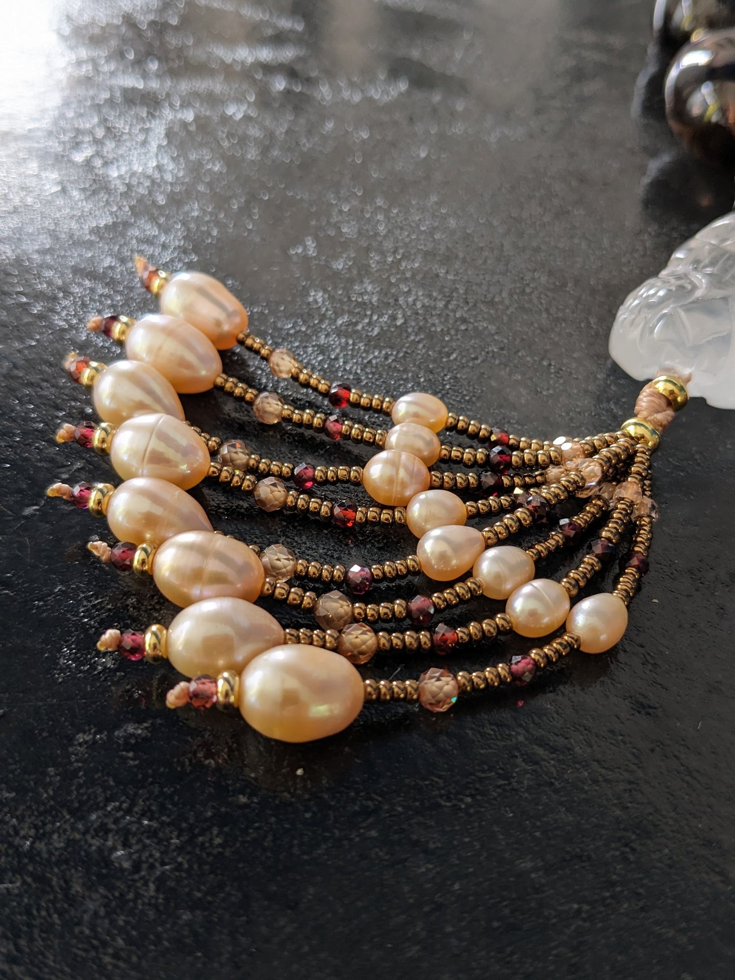 Collier bohème en quartz fumé