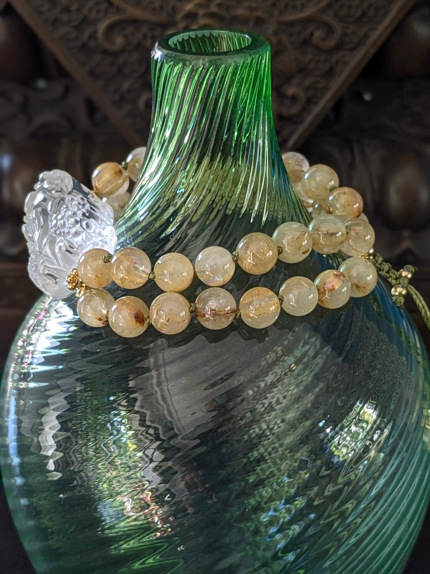 Bracelet Pixiu Quartz à Rutiles Dorés