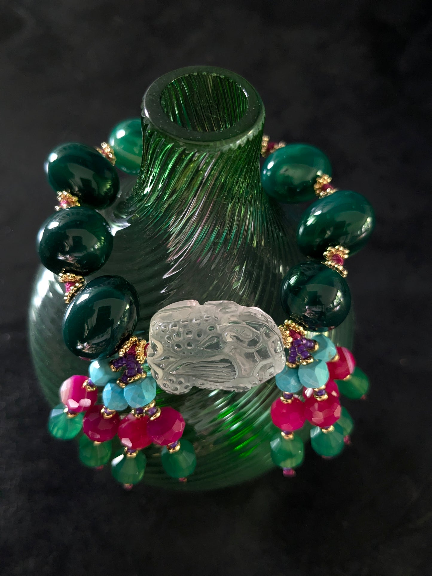 Bracelet Pixiu Céleste Agates Vertes
