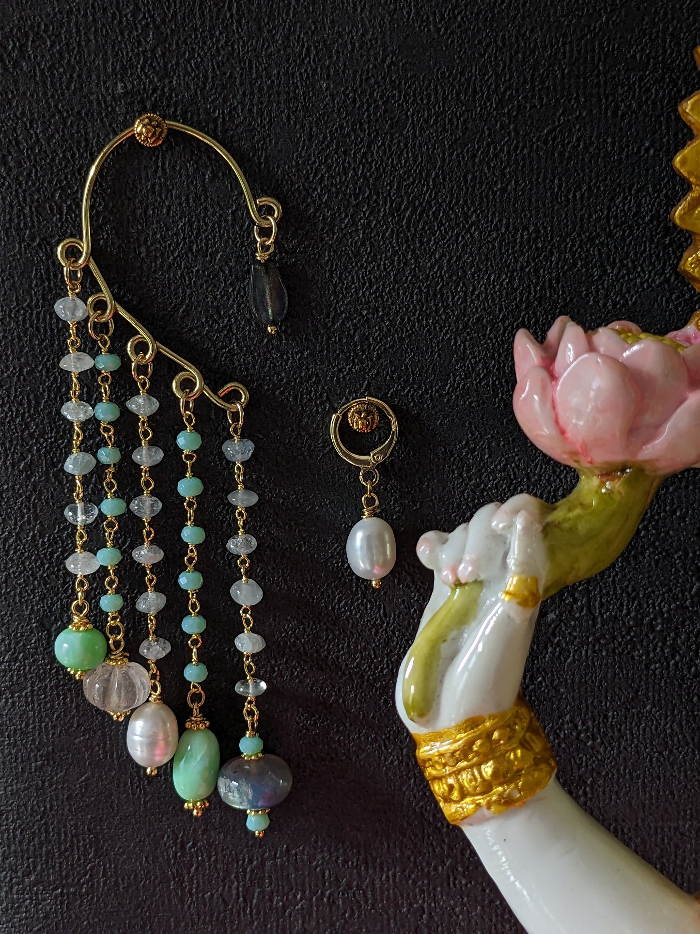 Boucles contour d'oreilles en pierres fines