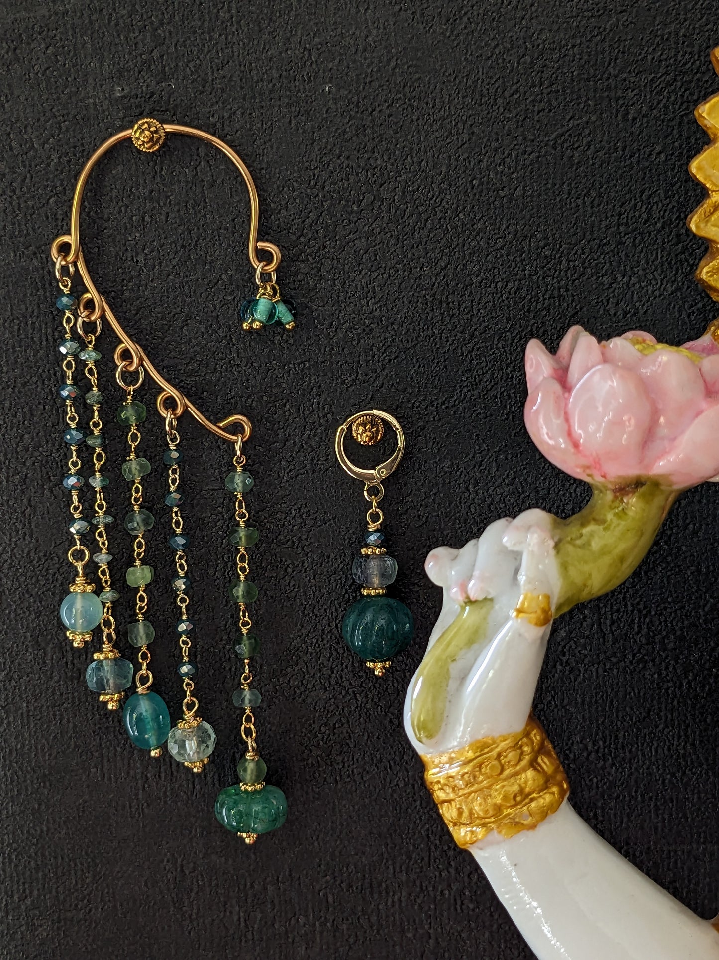 Boucles contour d'oreilles en pierres fines