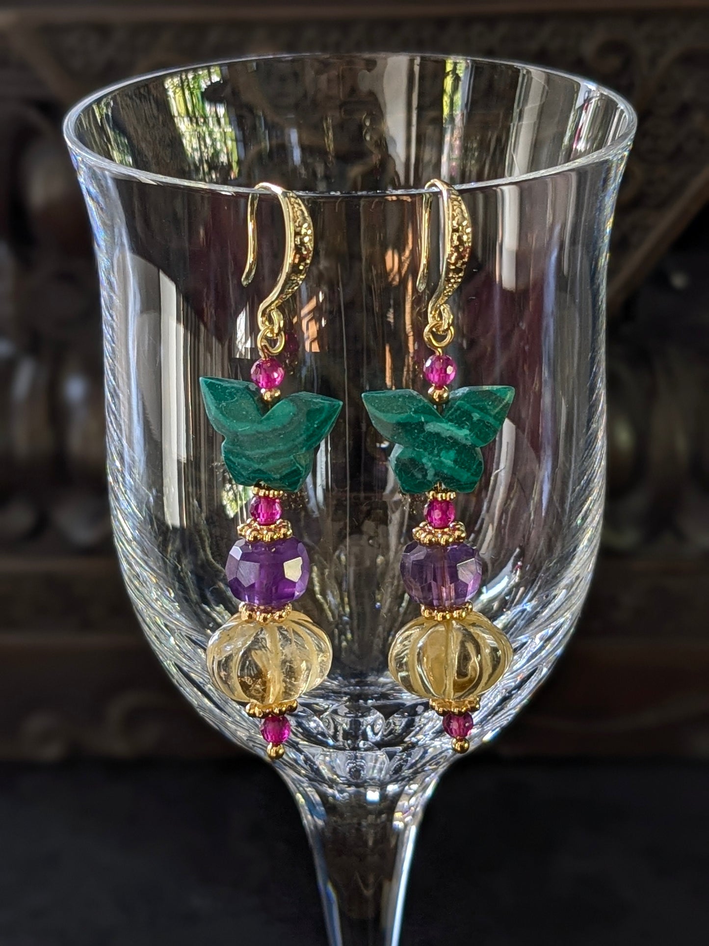 pendents d'oreilles en pierres fines naturelles de Jaipur