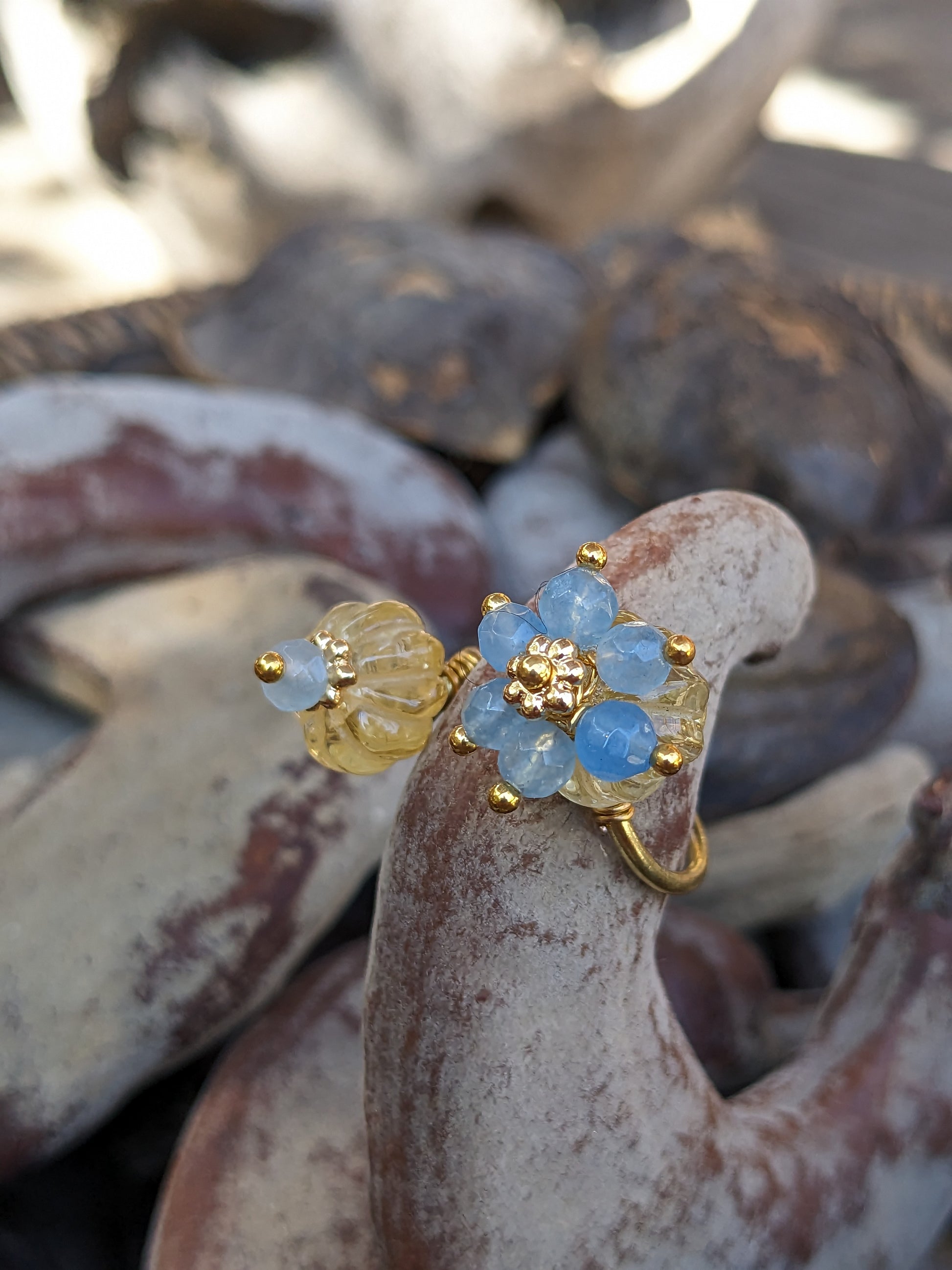 Bague Toi et moi pierres naturelles