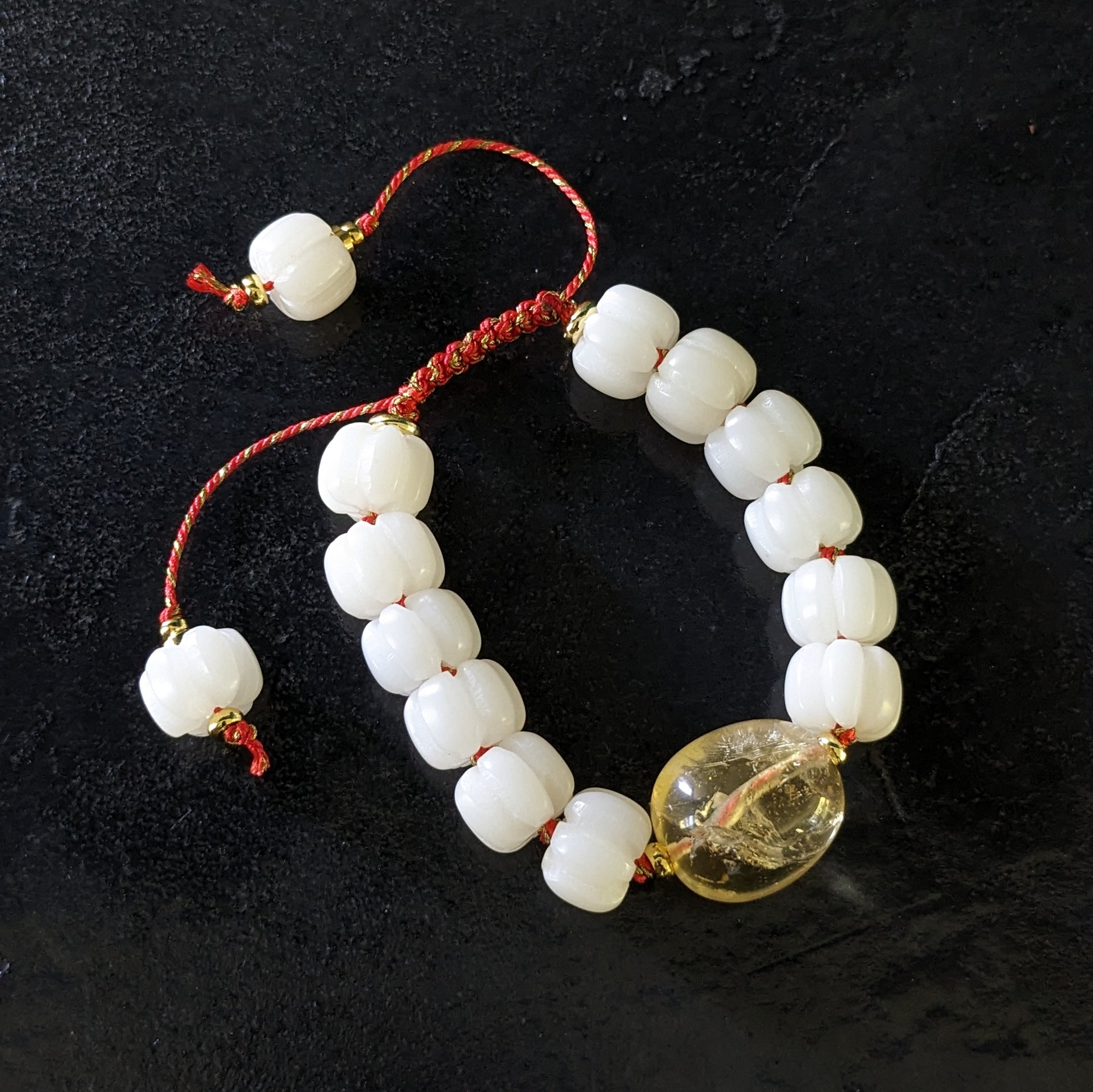 Bracelet de lithothérapie en citrine et perles bouddhistes