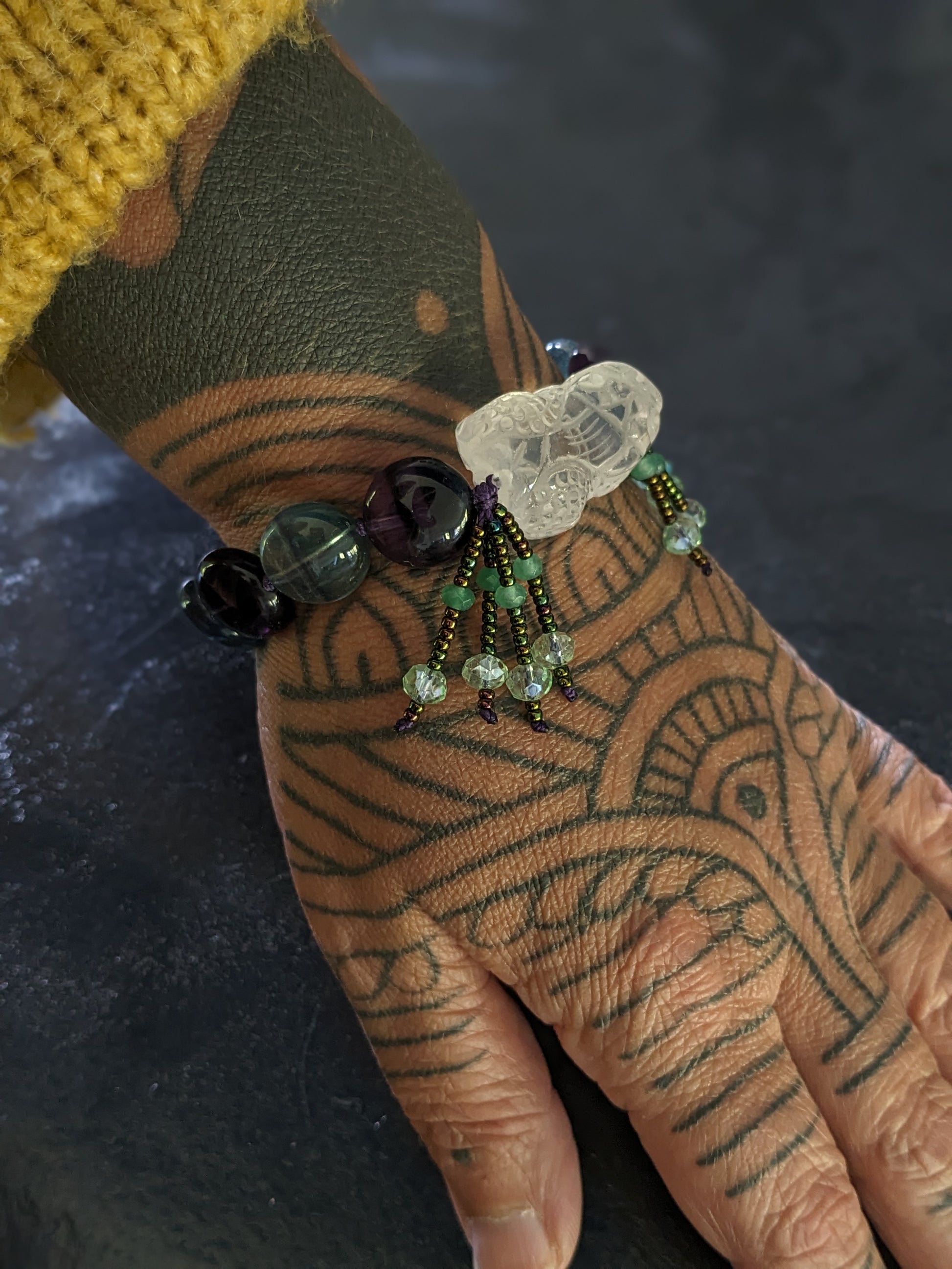 bracelet fluorites et cristal de roche