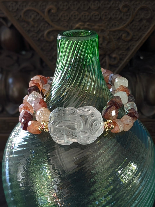 Bracelet Pixiu Cubes Quartz Hématoïde