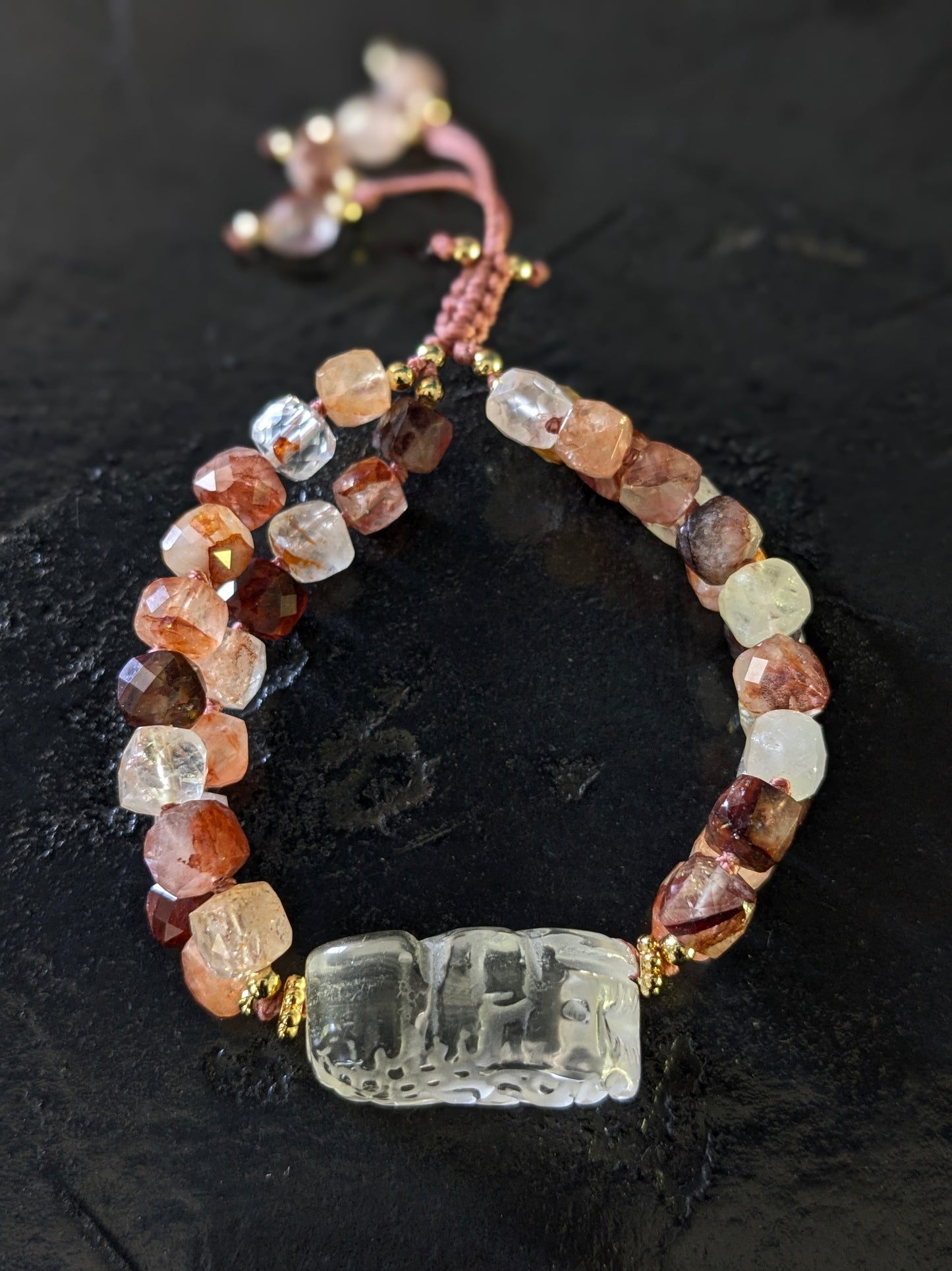 Bracelet Pixiu Cubes Quartz Hématoïde