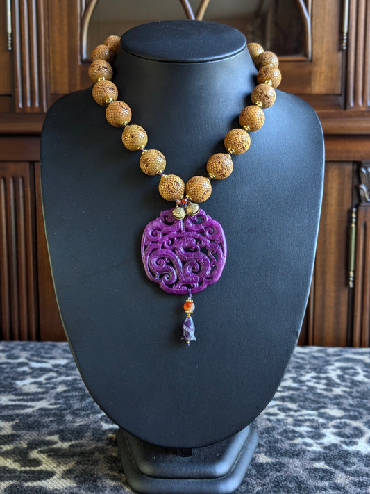 Collier Talisman Dragons Violet et Miel