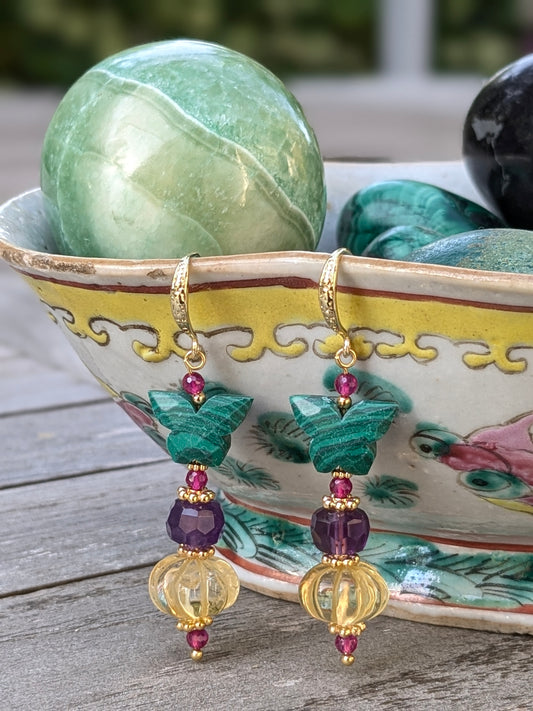 boucles d'oreilles créateur en pierres fines