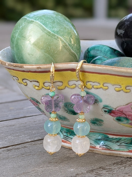 boucles d'oreilles créateur en pierres fines