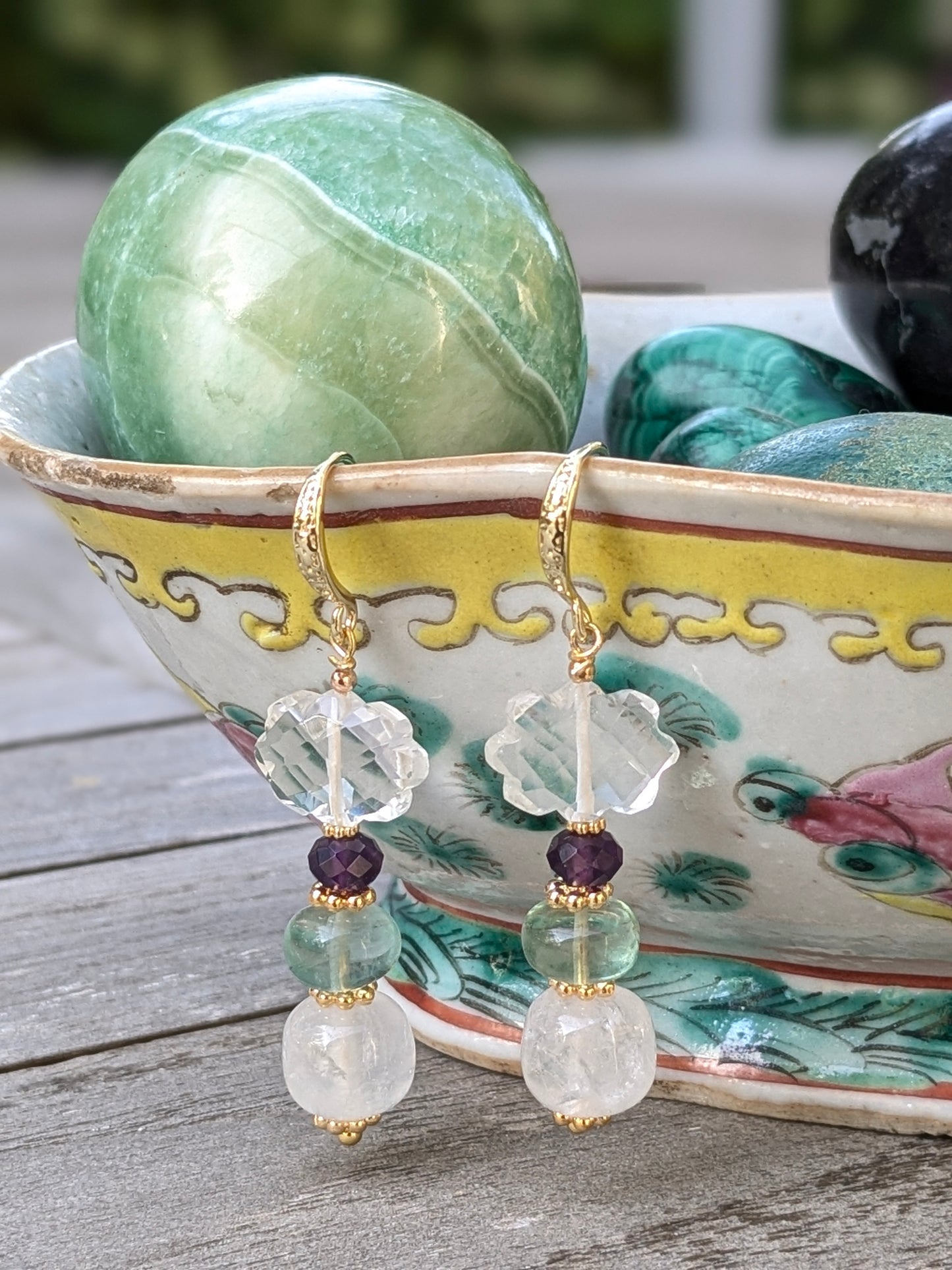 boucles d'oreilles créateur en pierres fines