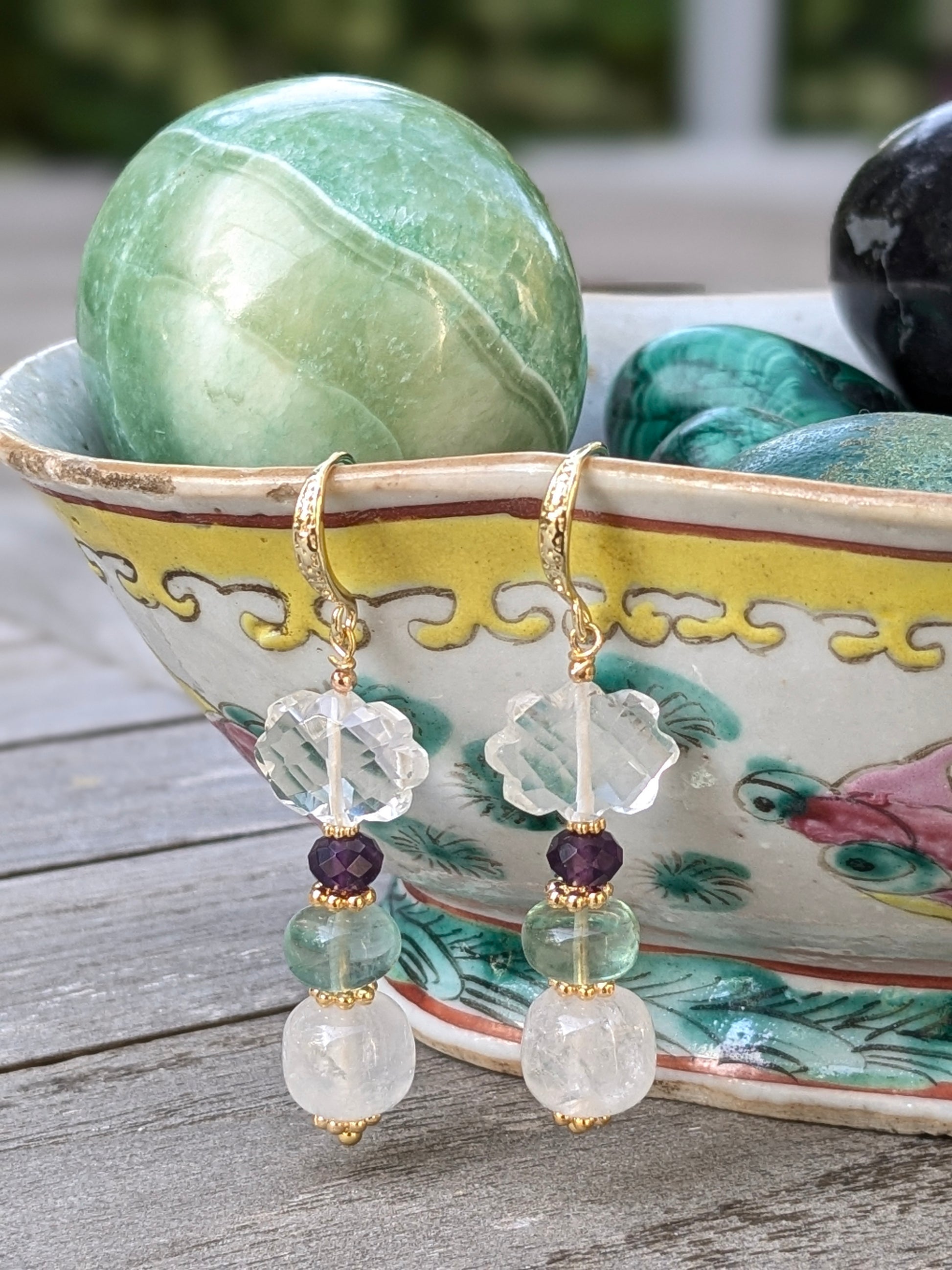 boucles d'oreilles créateur en pierres fines