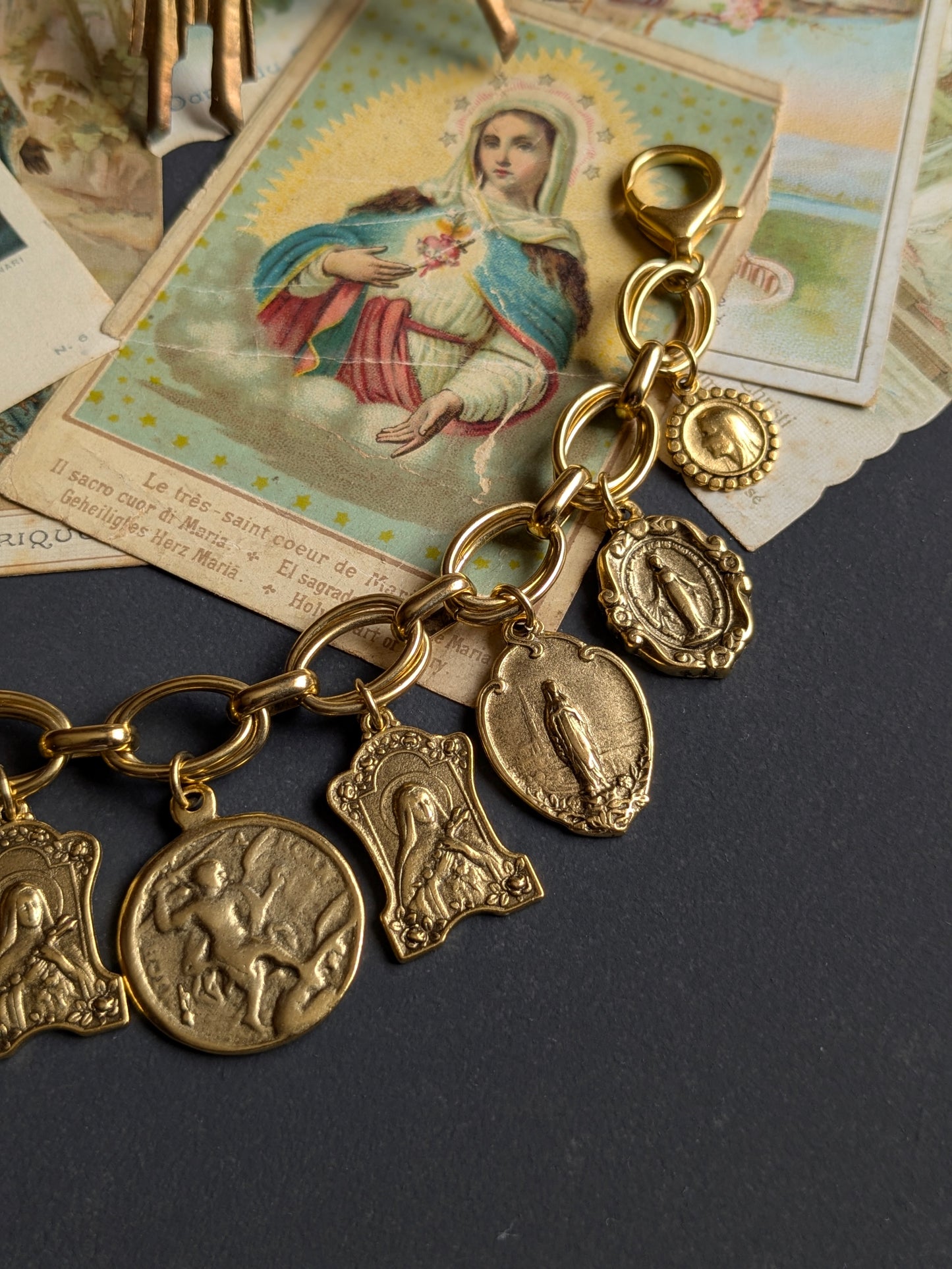 Bracelet Oraison de Mudra, duo réversible Saint Michel et Sainte Barbe, collection Oh My God.