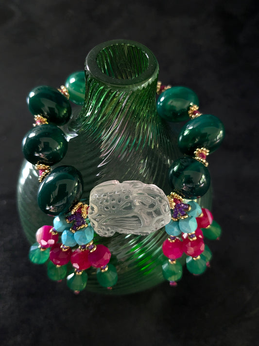 Bracelet Pixiu Céleste Agates Vertes