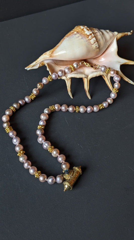 Collier Taaveez laiton cabochon labradorite